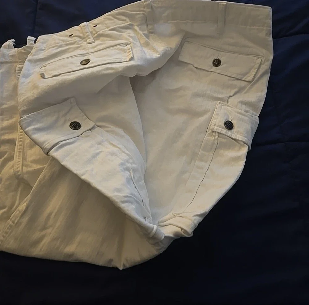 Men's White Cargo Pants - Lightweight Everyday Wear 38X30